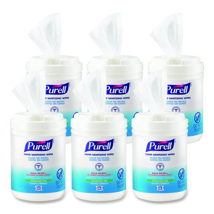 868867 Hand Sanitizing Wipes Alcohol Formula, 6 x 7, Unscented, White, 175/Canister, 6 Canisters/Carton - Image 1