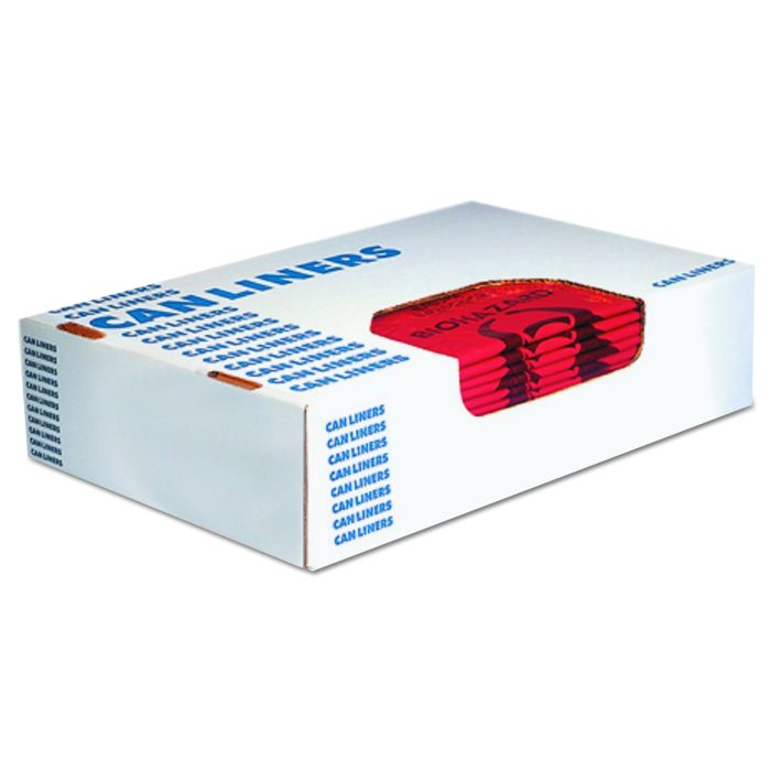 247017 Healthcare Biohazard Printed Can Liners, Biohazard Infectious Waste, 45 gal, 3 mil, 40" x 46", Red, Flat Pack, 75/Carton - Image 1