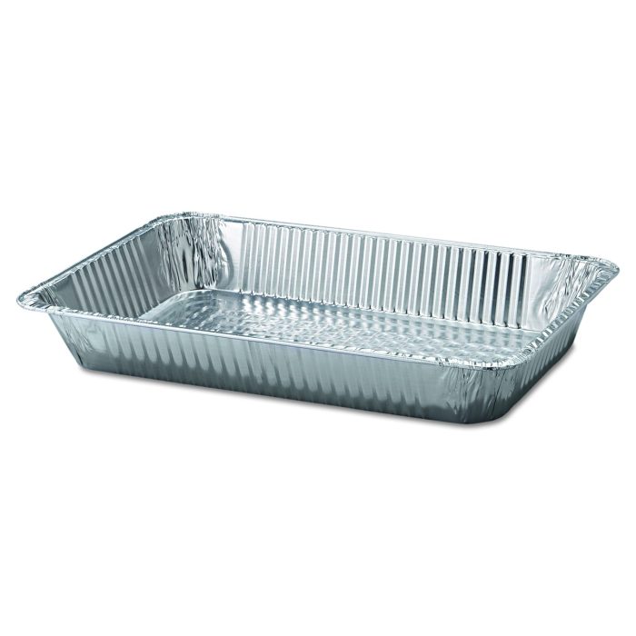 153929 Aluminum Steam Table Pans, Full-Size Deep, 65 Gauge, 3.19" Deep, 12.19 x 20.75, 50/Carton - Image 1