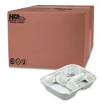 Aluminum Oblong Container with Lid, 3 Compartments, 24 oz, 8.5 x 6.38 x 1.47, Silver, 500/Carton
