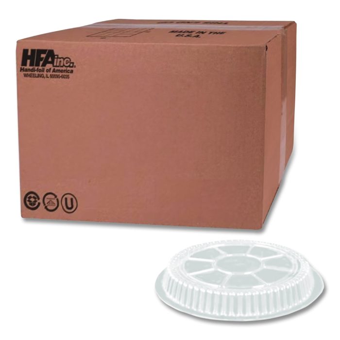 15106407 Plastic Dome Lids, Fits Round Pan 2047, 7" Diameter x 0.88" h, Clear, 500/Carton - Image 1