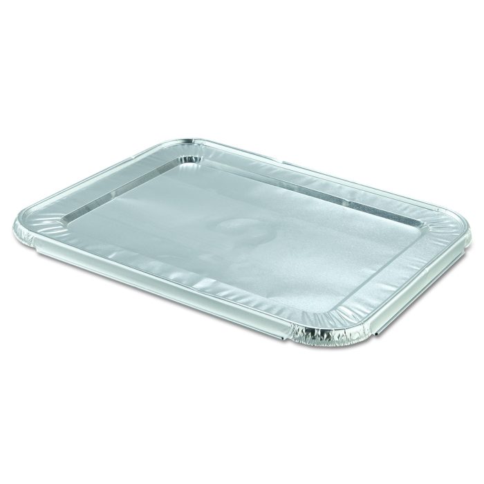 170438 Steam Pan Foil Lids, Fits Half-Size Pan, 25 Gauge, 12.81 x 10.44, 100/Carton - Image 1