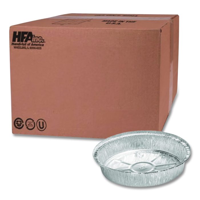 15106348 Round Aluminum Container, 37 oz, 8" Diameter, Silver, 500/Carton - Image 1
