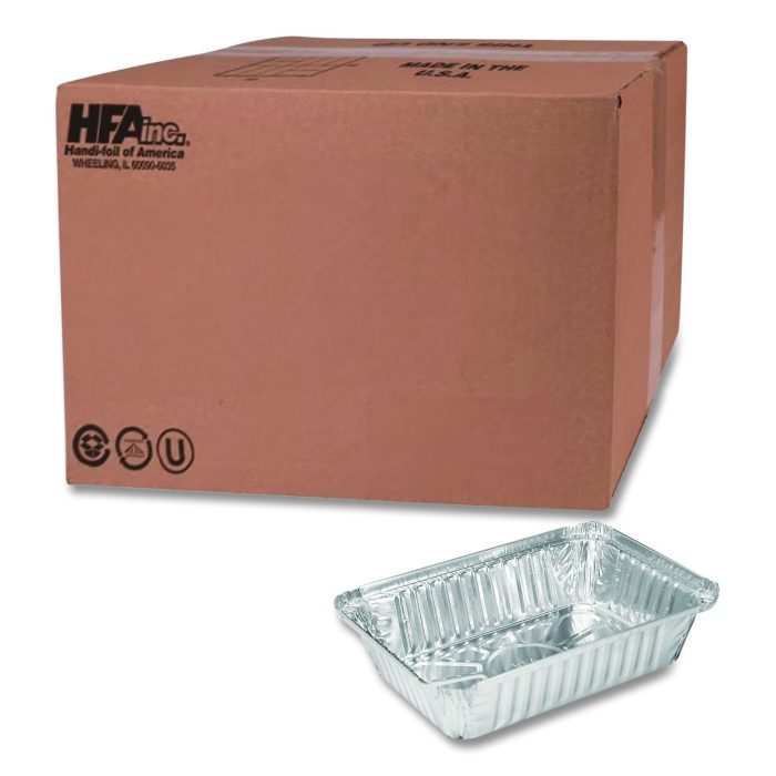 15106344 Aluminum Oblong Pan, Shallow, 1.5 lb, 6 x 8.59 x 1.25, Silver, 500/Carton - Image 1