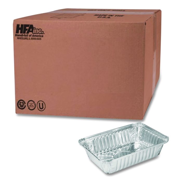 15106341 Aluminum Oblong Pan, 2.25 lb, 5.94 x 8.44 x 1.81, Silver, 500/Carton - Image 1