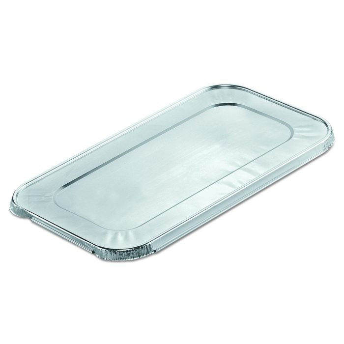 199905 Steam Pan Foil Lids, Fits One-Third Size Pan, 0.5" Deep, 6.4 x 12.7, 200/Carton - Image 1