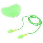 Fusion Multiple-Use Earplugs, Corded, 27 dB NRR, Small, Green/Yellow 4-Flange Plugs, 100/Box