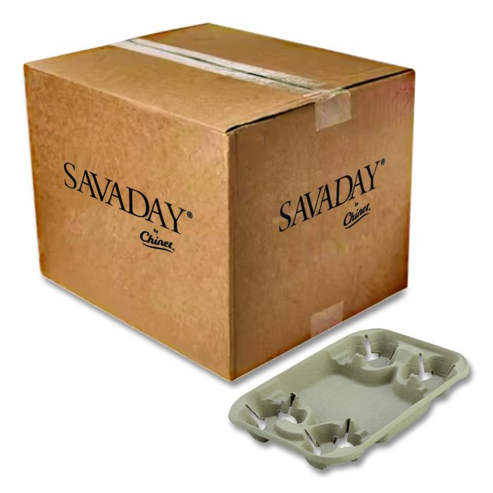 15106881 StrongHolder Molded Fiber Cup/Food Tray, 8 oz to 22 oz, Four Cups + Food Tray, Beige, 250/Carton - Image 1