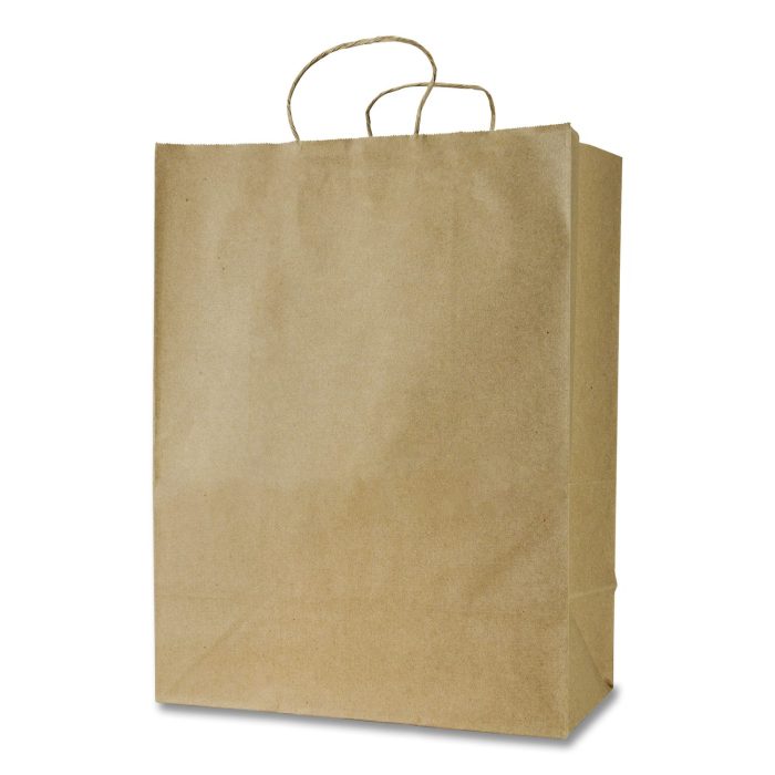 15139055 Get Reddi Paper Bags, Mercado Size, 65# Basis Weight, Twisted Rope Handles, 13 x 7 x 17, Brown, 250/Carton - Image 1