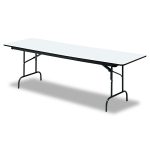 OfficeWorks Commercial Wood-Laminate Folding Table, Rectangular, 96" x 30" x 29", Gray/Charcoal