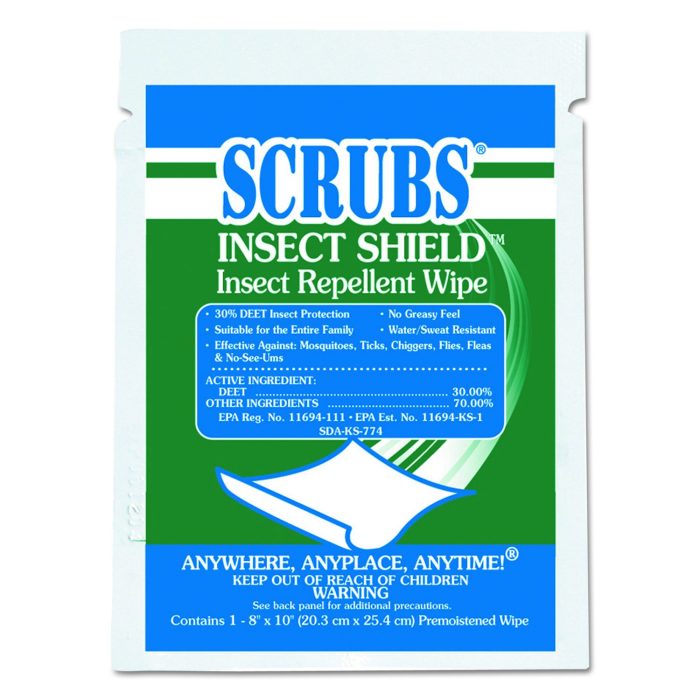 274146 Insect Shield Insect Repellent Wipes, 8 x 10, 100/Carton - Image 1