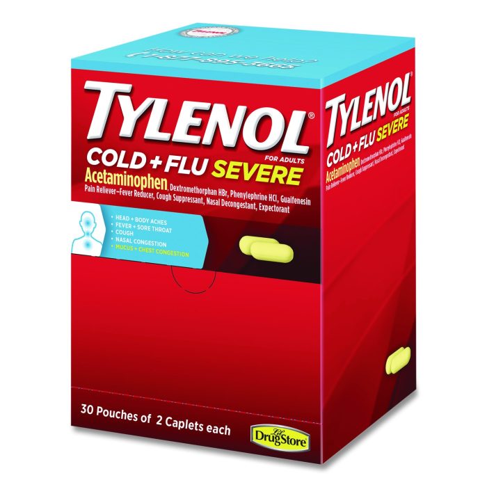15050003 Cold + Flu Severe Caplets, 2/Pack, 30 Packs/Box - Image 1