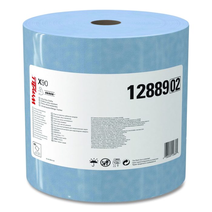 15014581 X90 Cloths, Jumbo Roll, 2-Ply, 12.4 x 12.2, Blue Denim, 450/Roll - Image 1
