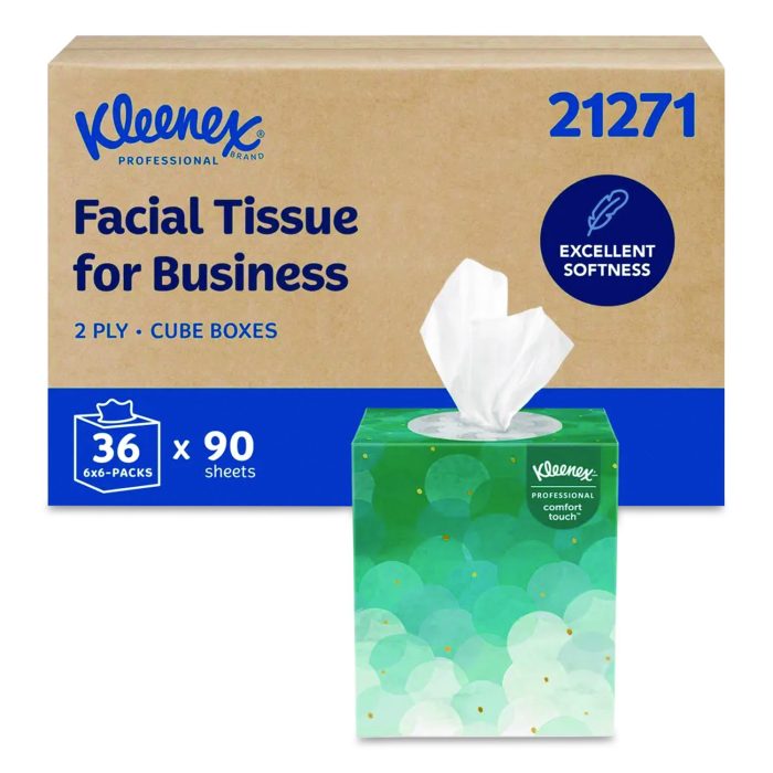 15180595 Professional Facial Tissue, Pop-Up Box, 2-Ply, 90 Sheets/Box, 6 Boxes/Pack - Image 1