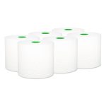 Hard Roll Paper Towels with Premium Absorbency Pockets with Colored Core, Green Core, 1-Ply, 7.5" x 700 ft, White, 6 Rolls/CT