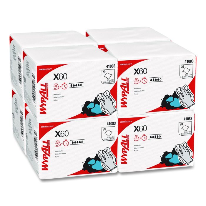 15163945 General Clean X60 Cloths, 1/4 Fold, 12.5 x 10, White, 70/Pack, 8 Packs/Carton - Image 1