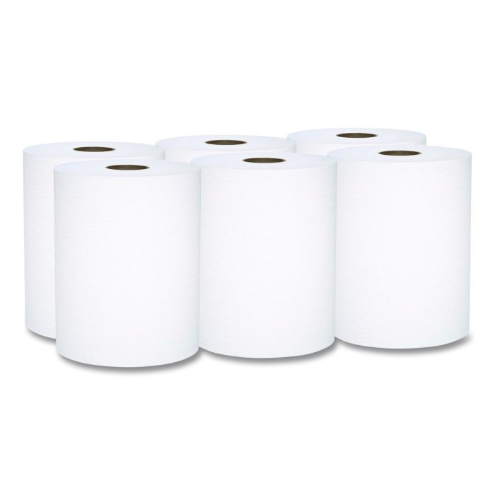 15164133 Universal 100% Recycled Fiber Hard Roll Paper Towels, 1-Ply, 8" x 800 ft, White, 6 Rolls/Carton - Image 1