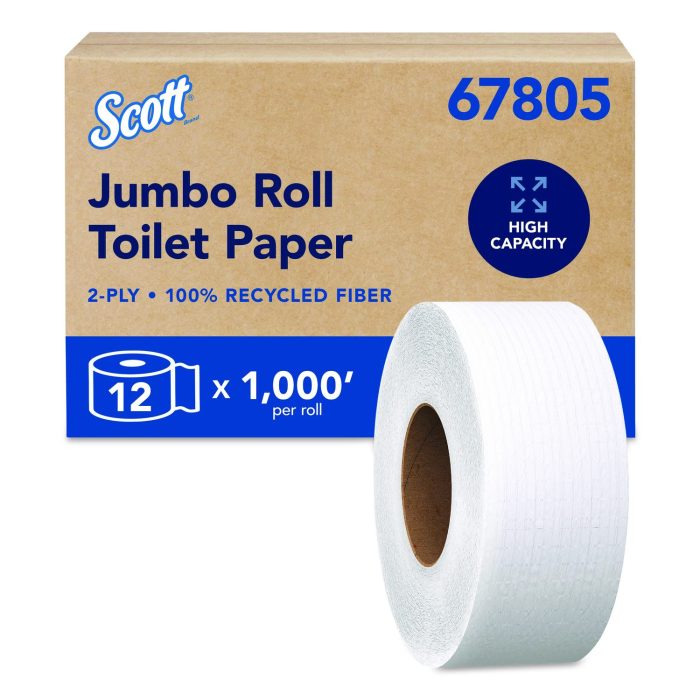 15163982 Essential 100% Recycled Fiber JRT Bathroom Tissue for Business, Septic Safe, 2-Ply, 3.55" x 1,000 ft, White, 12 Rolls/Carton - Image 1