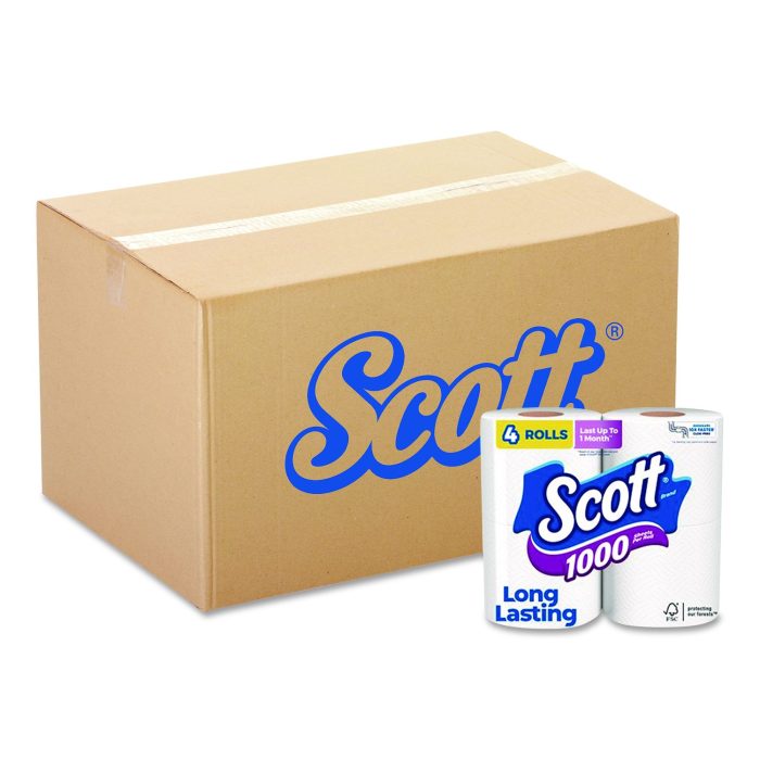 15182394 1000 Bathroom Tissue, Septic Safe, 1-Ply, White, 1,000 Sheets/Roll, 4 Rolls/Pack, 12 Packs/Carton - Image 1