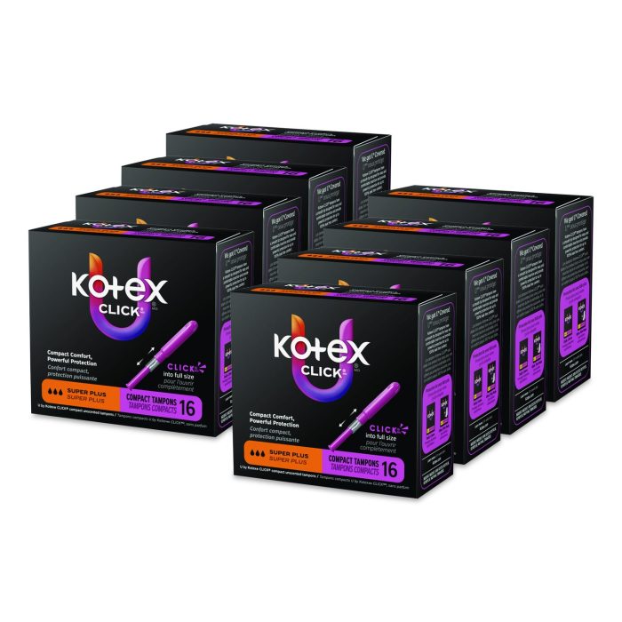 15157910 U by Kotex Click Compact Tampons, Super Plus Absorbency, 16/Pack, 8 Packs/Carton - Image 1