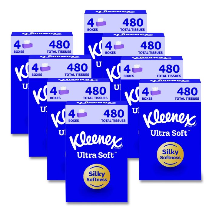15182559 Ultra Soft Facial Tissue, 3-Ply, White, 120 Sheets/Box, 4 Boxes/Pack, 8 Packs/Carton - Image 1