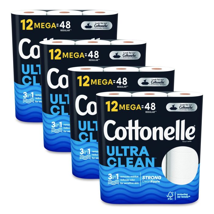 15169149 Ultra CleanCare Toilet Paper, Strong Tissue, Septic Safe, 1-Ply, White, 284 Sheets/Roll, 12 Rolls/Pack, 48 Rolls/Carton - Image 1