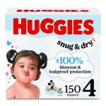 Snug and Dry Diapers, Size 4, 22 lbs to 37 lbs, 150/Carton