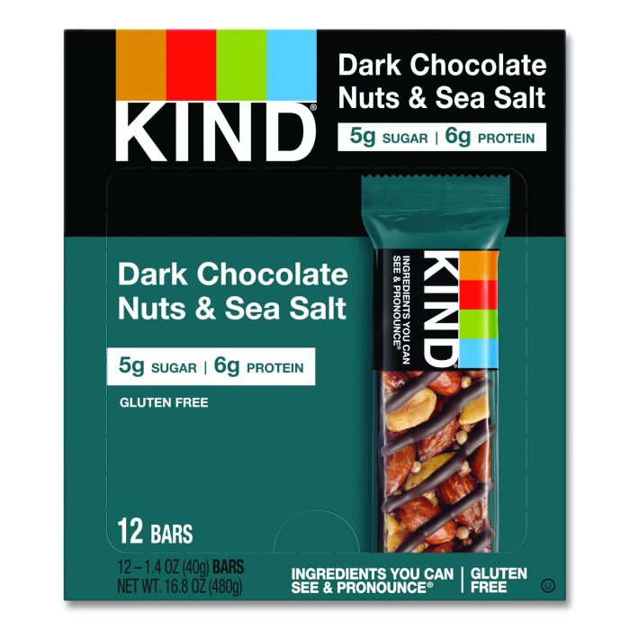 840363 Nuts and Spices Bar, Dark Chocolate Nuts and Sea Salt, 1.4 oz Bar, 12/Box - Image 1