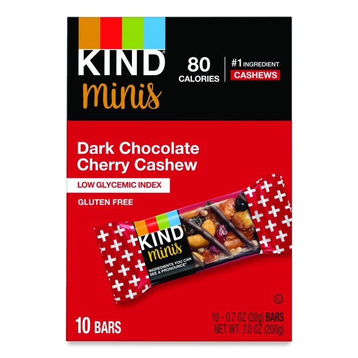 840022 Minis, Dark Chocolate Cherry Cashew, 0.7 oz Bar, 10/Pack - Image 1
