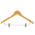 Women's Natural Wood Anti-Theft Combo Hanger w/ Clips & Notches