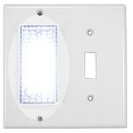 Ivory Faceplate with Yellow LED Night Light - 2 gang/ 1 toggle switch