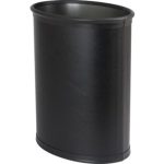 13 qt. Oval Metal Wastebasket - Black Leatherette Wrap