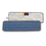 Microfiber Mop Head, Blue, 18 x 5, Split Microfiber, Hook & Loop Back, Dozen