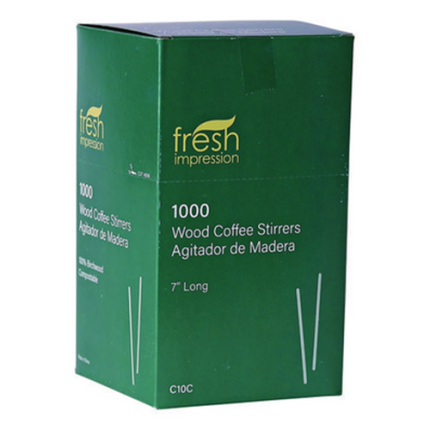 Renewable Wooden Stir Sticks, 7"", 1,000/Pack, 10 Packs/Carton - Image 2
