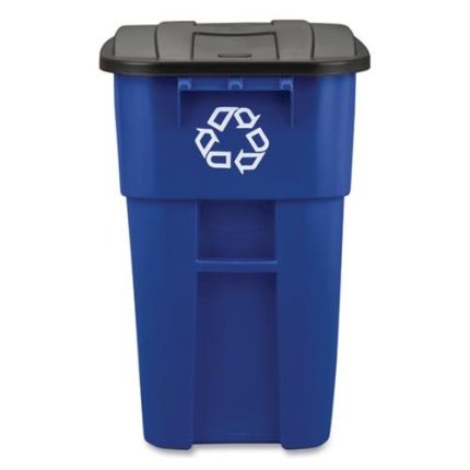 Rubbermaid 50 Gallon Roll Out Recycling Container-Blue - Image 2