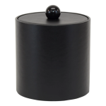 3 Qt Round Leatherette Ice Bucket w/ Liner and Padded Lid, Wood Knob