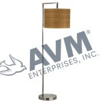 Sleep Lobby Floor Lamp w/ Satin Nickel Finish and Zebrawood Shade