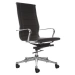 Florence High Back Task Chair Brown with Metal Arms